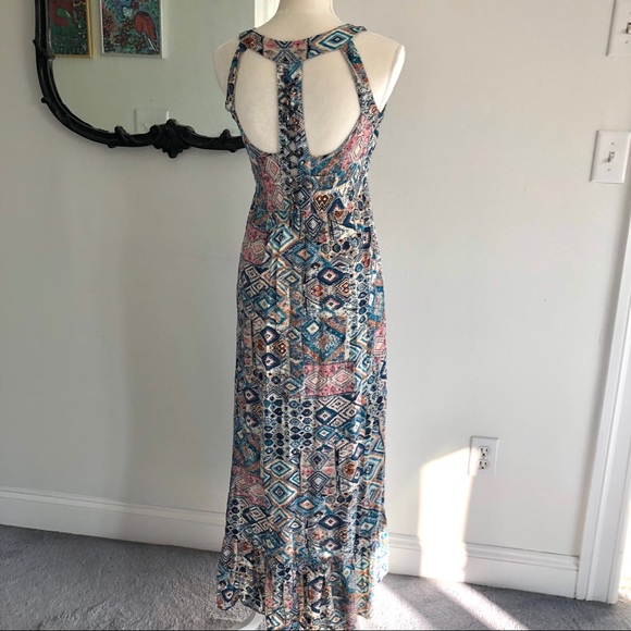 Solitaire Tribal Print Racerback Maxi Dress. - Picture 6 of 7
